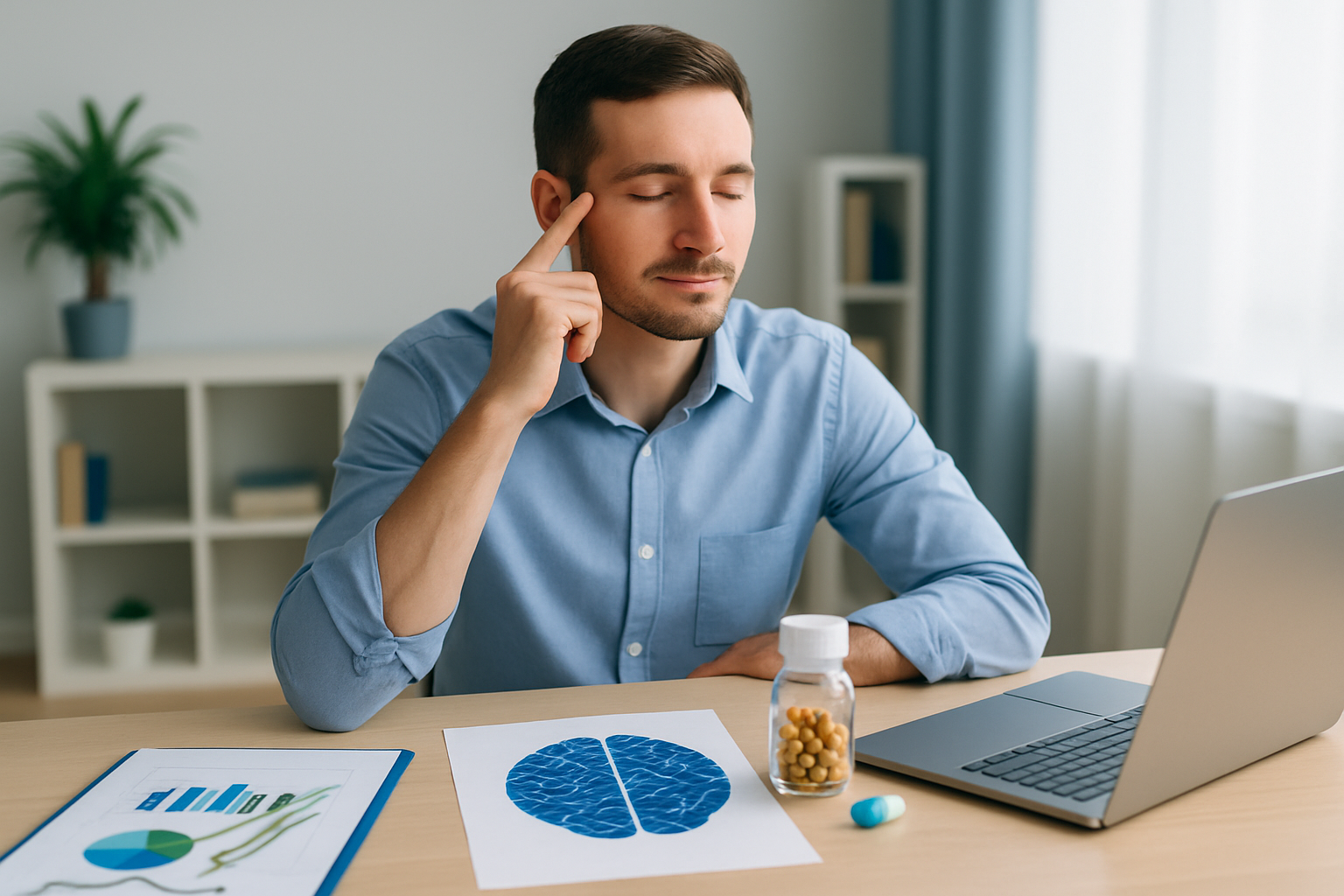 Person konzentriert sich beim Arbeiten am Laptop - symbolisch für verbesserte Fokussierung durch Microdosing bei ADHS